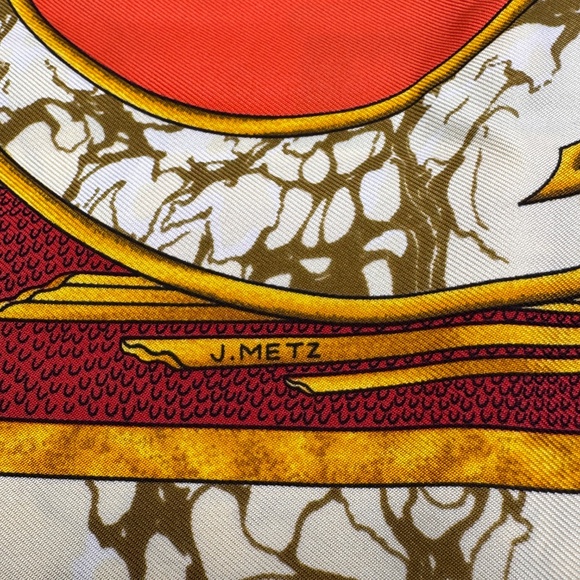 Vintage Hermes "Carpe Diem" Silk Scarf Carre 90, by Joachim Metz in 1994 - Picture 7 of 9